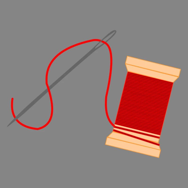 Needle and thread logo embroidery