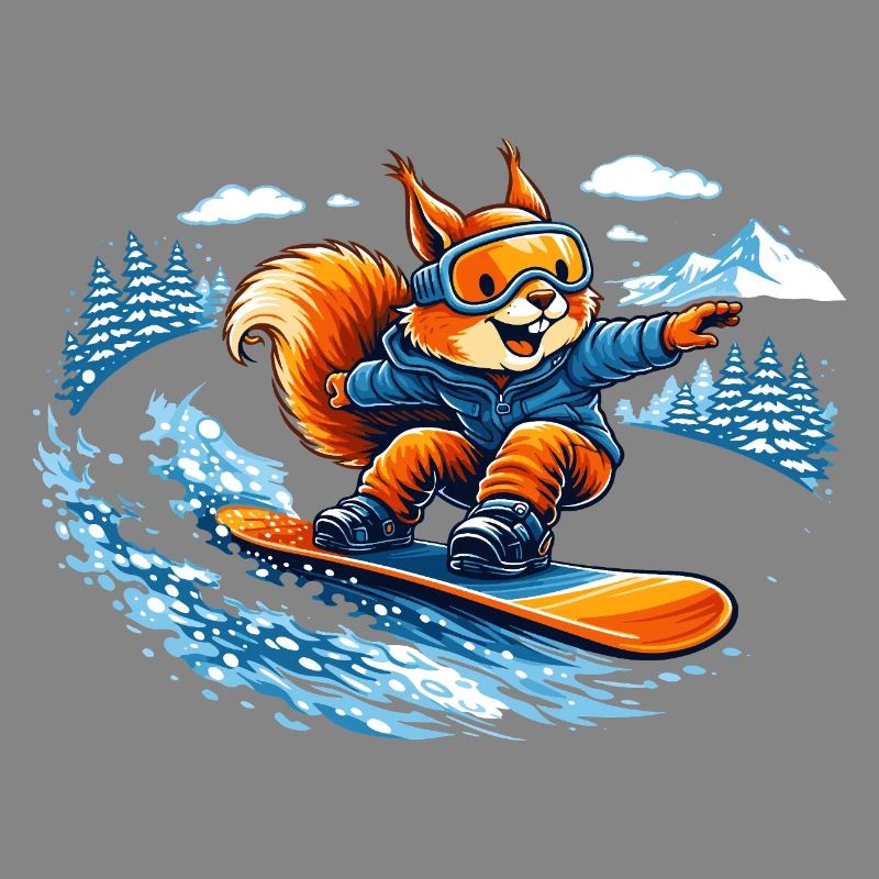 Lustiges Snowboard Eichhörnchen – Winter Fun