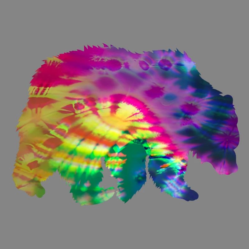 Bear Silhouette Tie Dye Batik Pattern