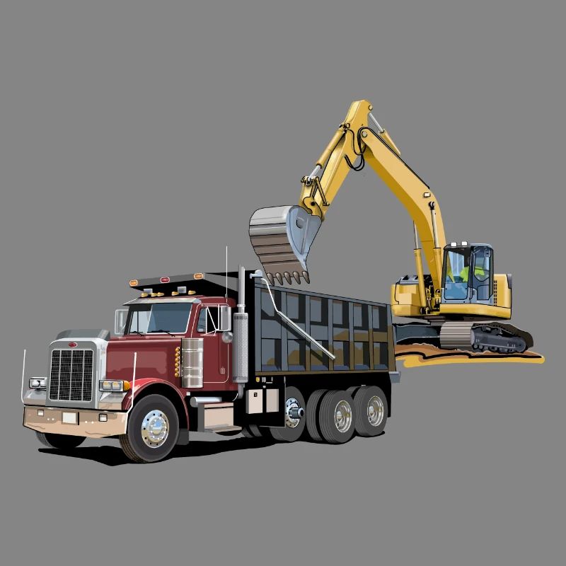 Lastwagen mit Bagger