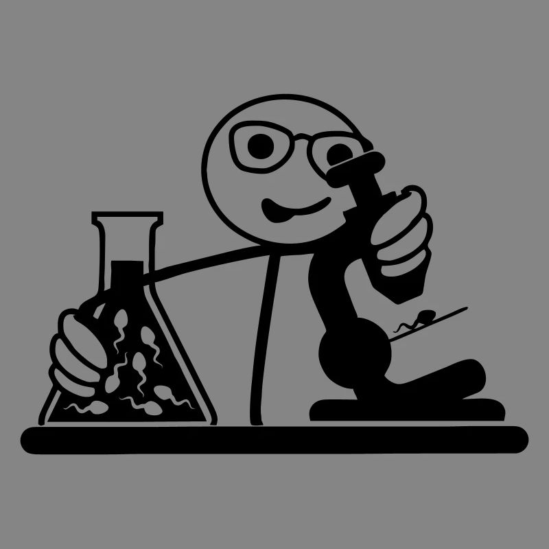 Biologist looks at seed in microscope