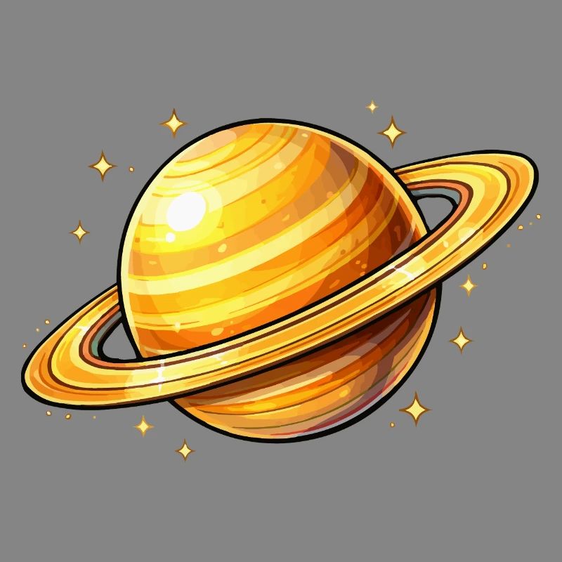 Saturn with glowing rings