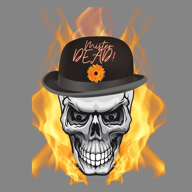 biker, skull, fire