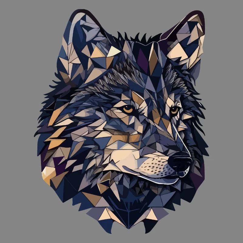 Stylized, geometric wolf