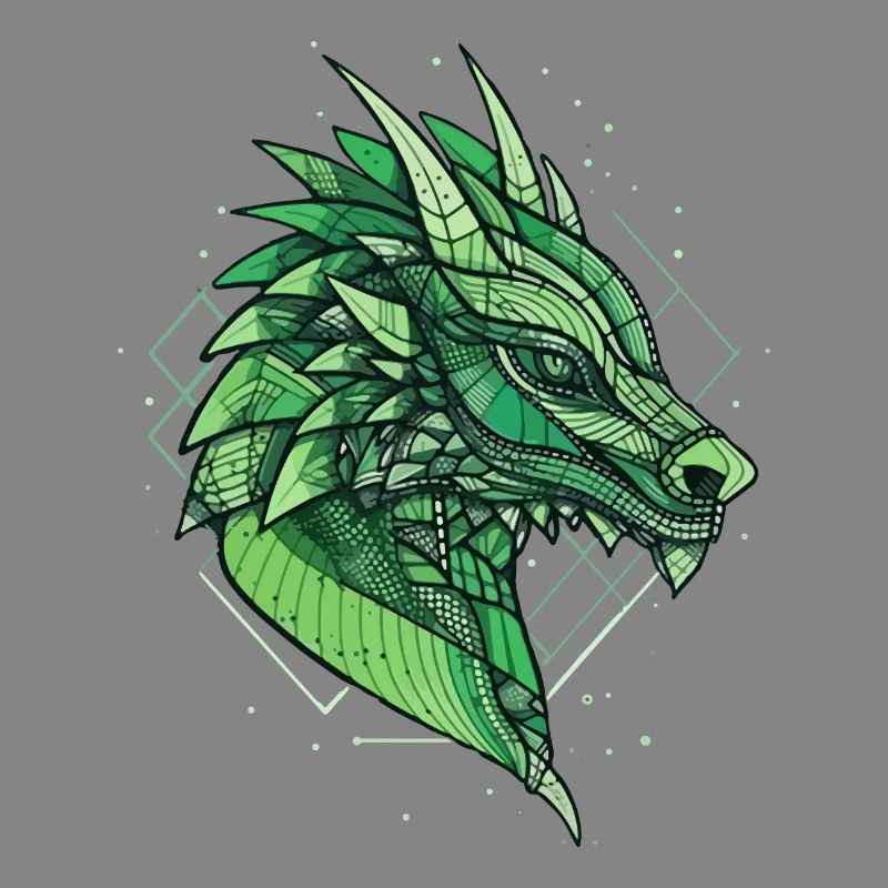 Stylized, geometric dragon
