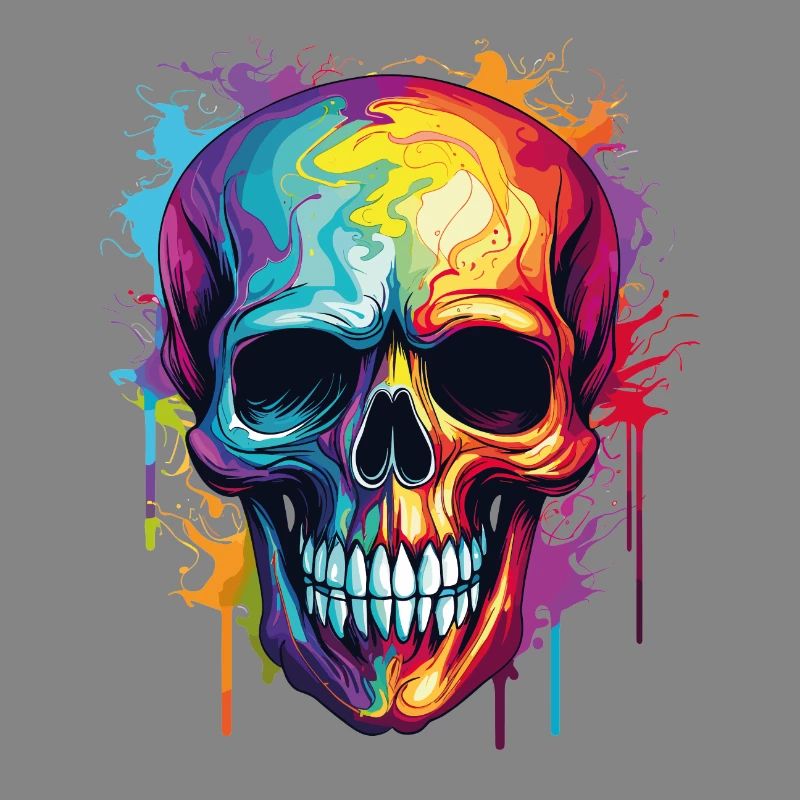 Psychedelischer Rainbow Farbschädel 