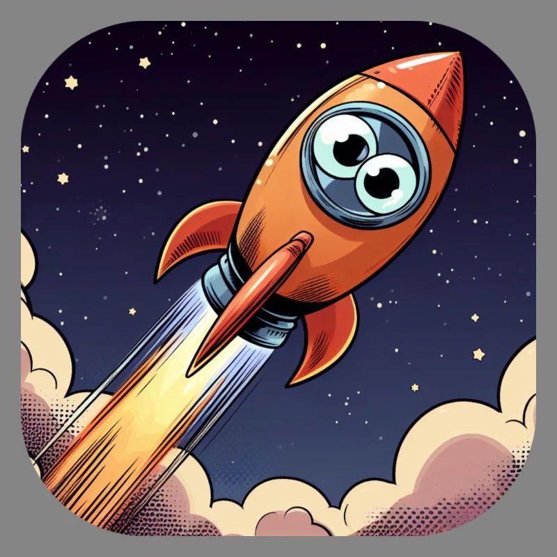 Comic Rocket with Eyes