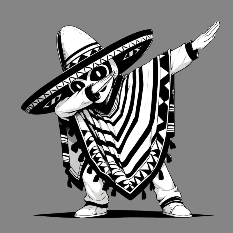 Festive Mexican Poncho with Dab