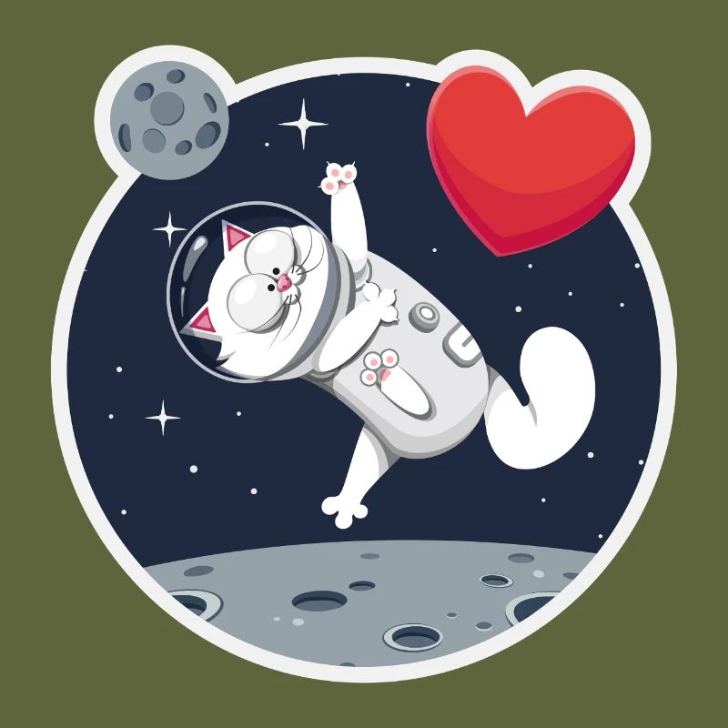 Einsame Astronautin Katze fängt Herz