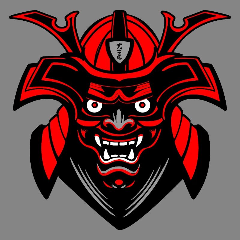 Menpō Mask – Red Black Samurai Style