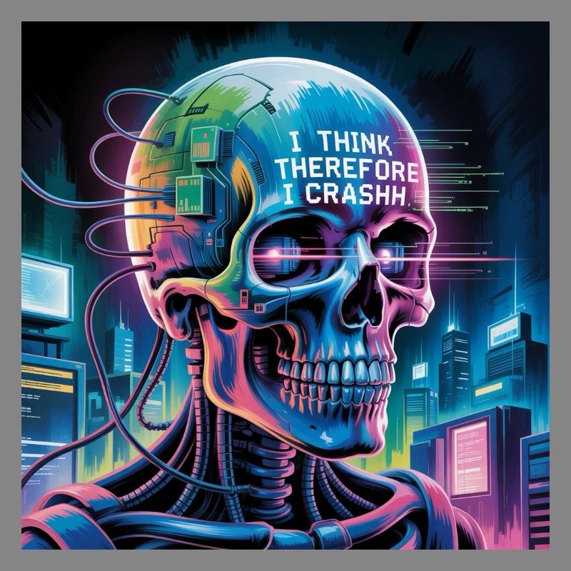 Cyberpunk Skull with Technology Quotes