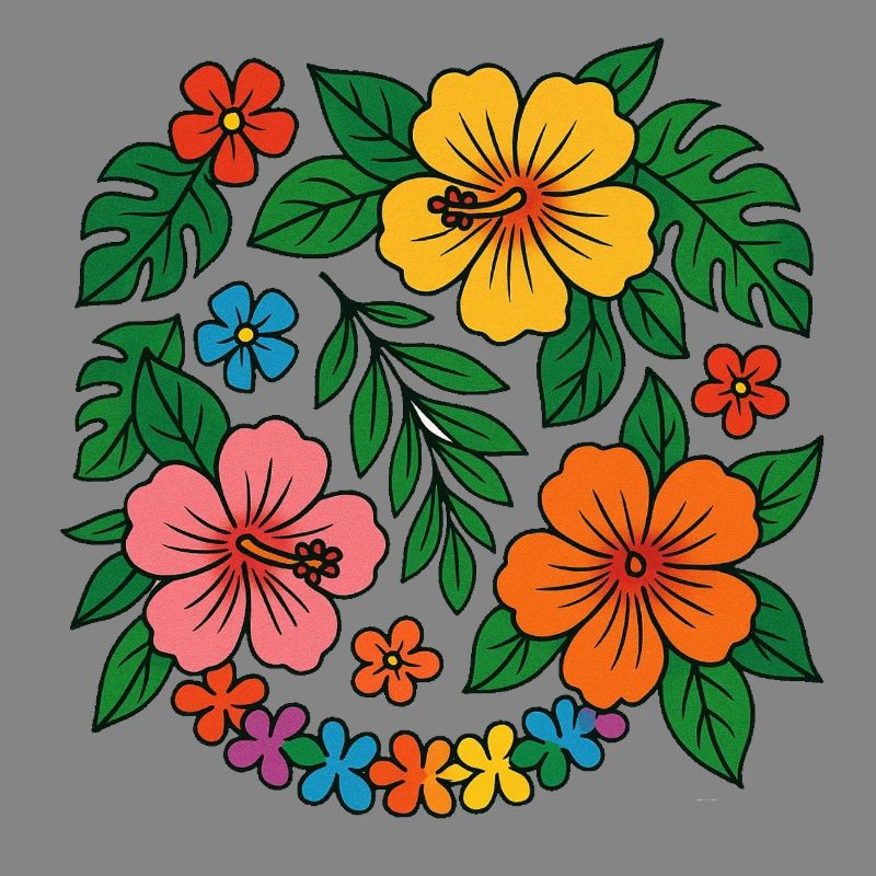 Tropical Hibiscus Floral Pattern