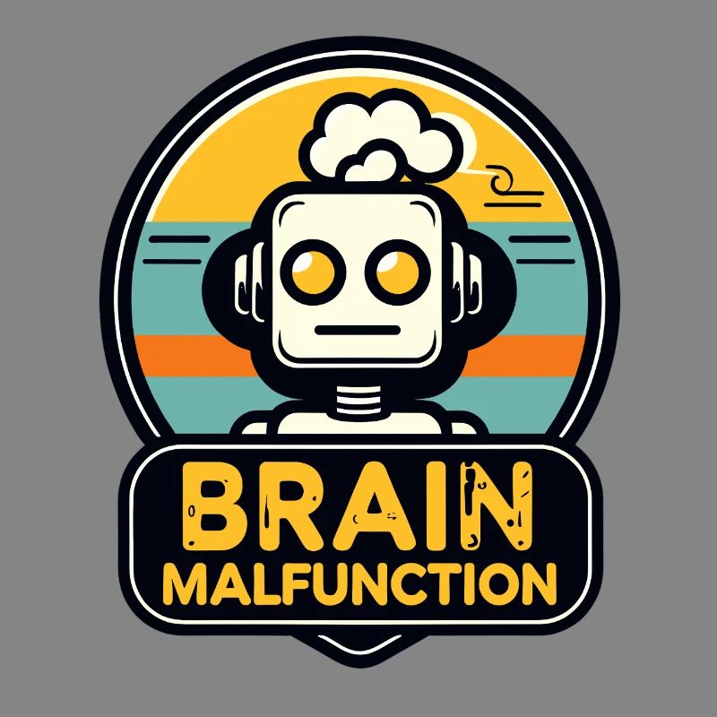 Brain Malfunction Retro Robot Logo