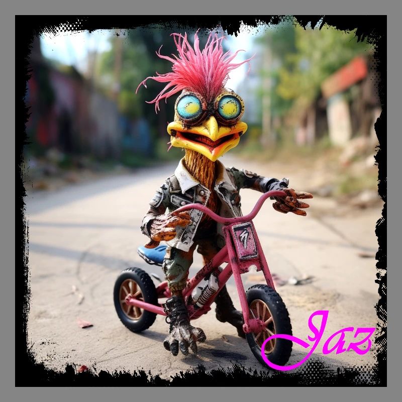 Escapist monster on a bicycle