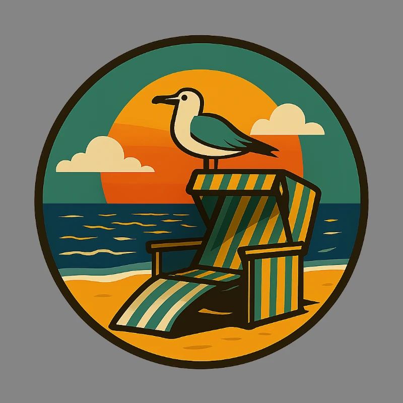Strandkorb Design mit Möwe