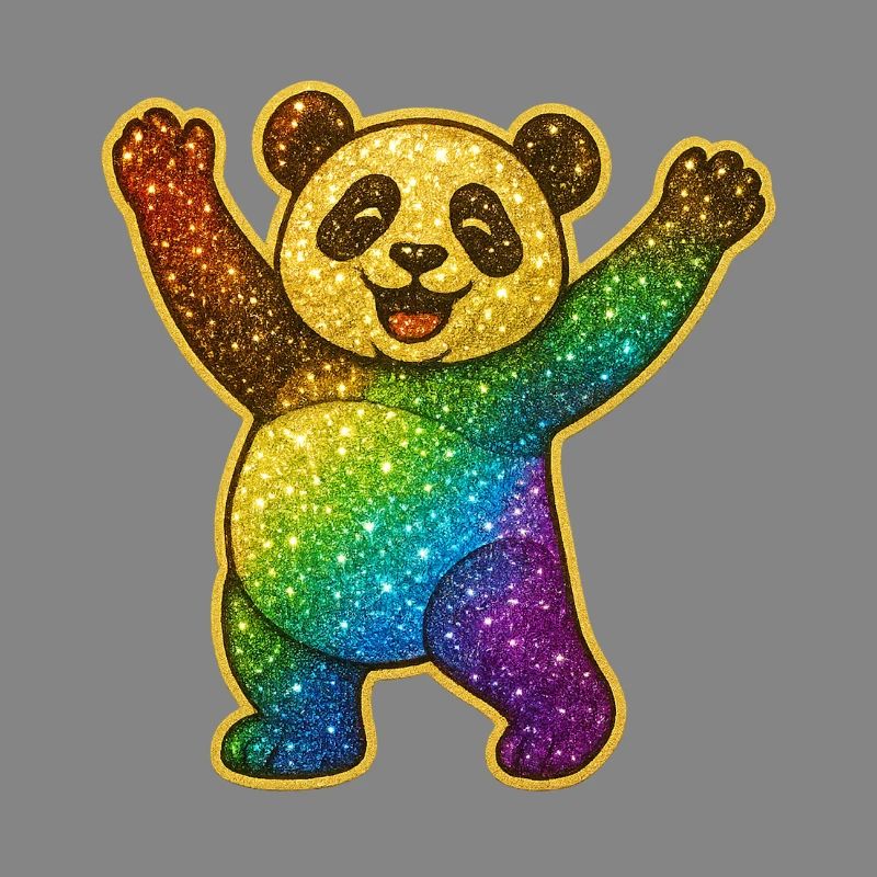 Glitzernder Regenbogen Panda