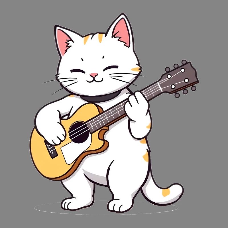 Cat plays guitar