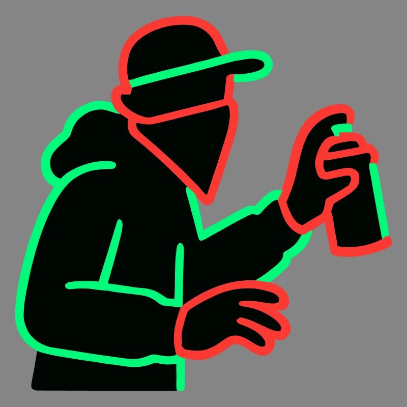 Neon Graffiti Sprayer Silhouette