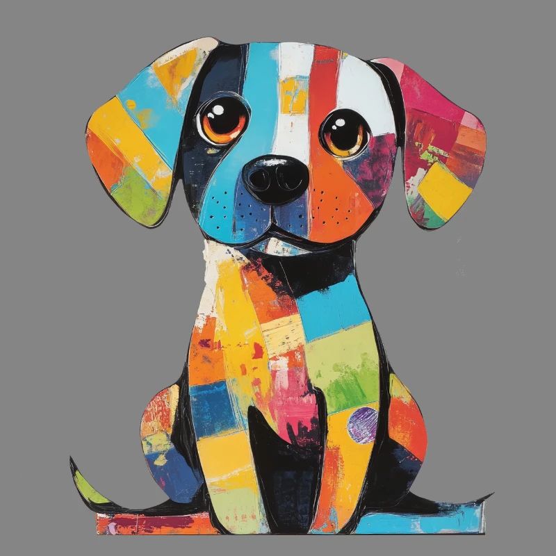 Farbenfroher Patchwork, bunter Hund
