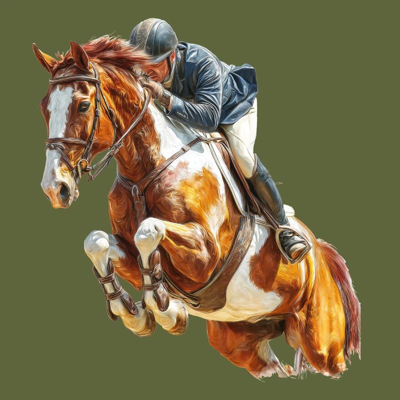 Galloping rider in leap