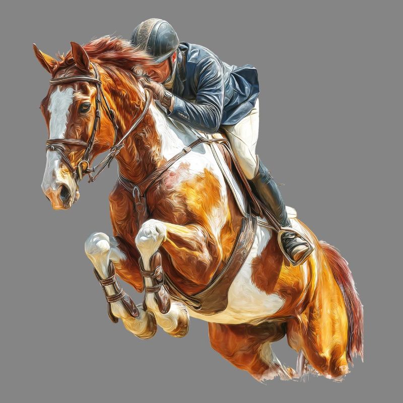 Galloping rider in leap