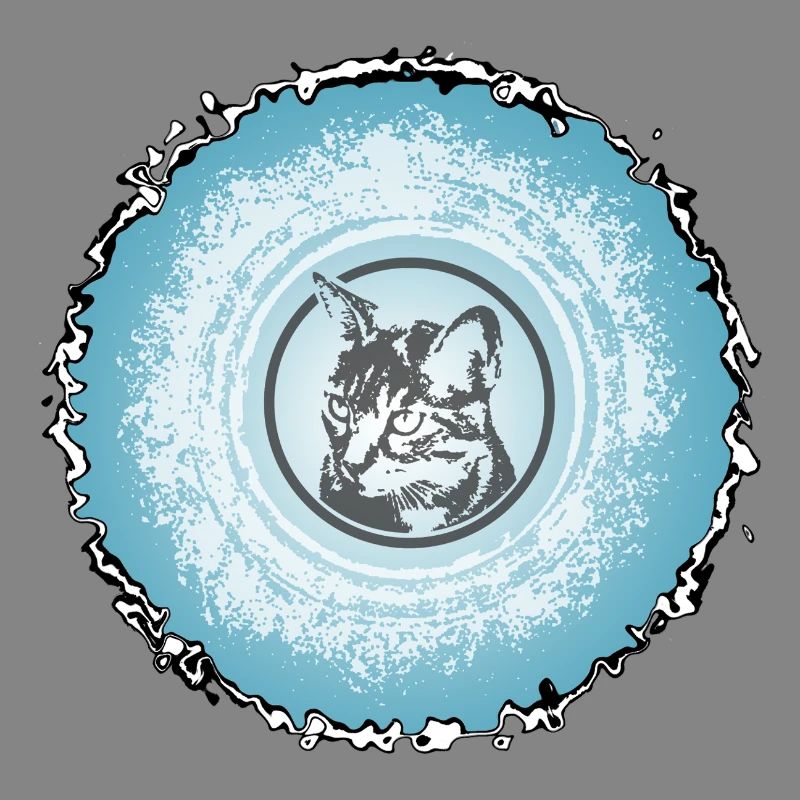 Cat Circle Blue Silhouette