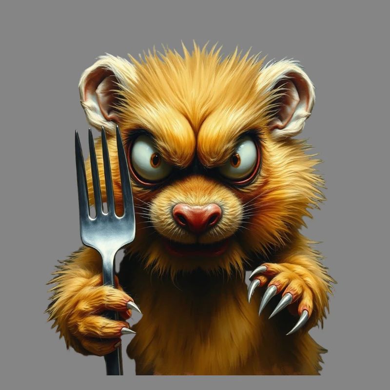 Horror hamster with fork