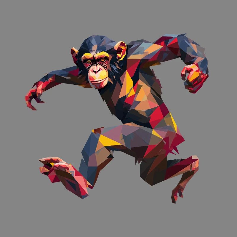 Low Poly Chimpanzee Sprint Logo Design