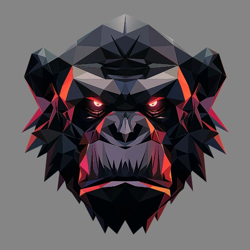 Gorilla Prism Head Low Poly Art Design