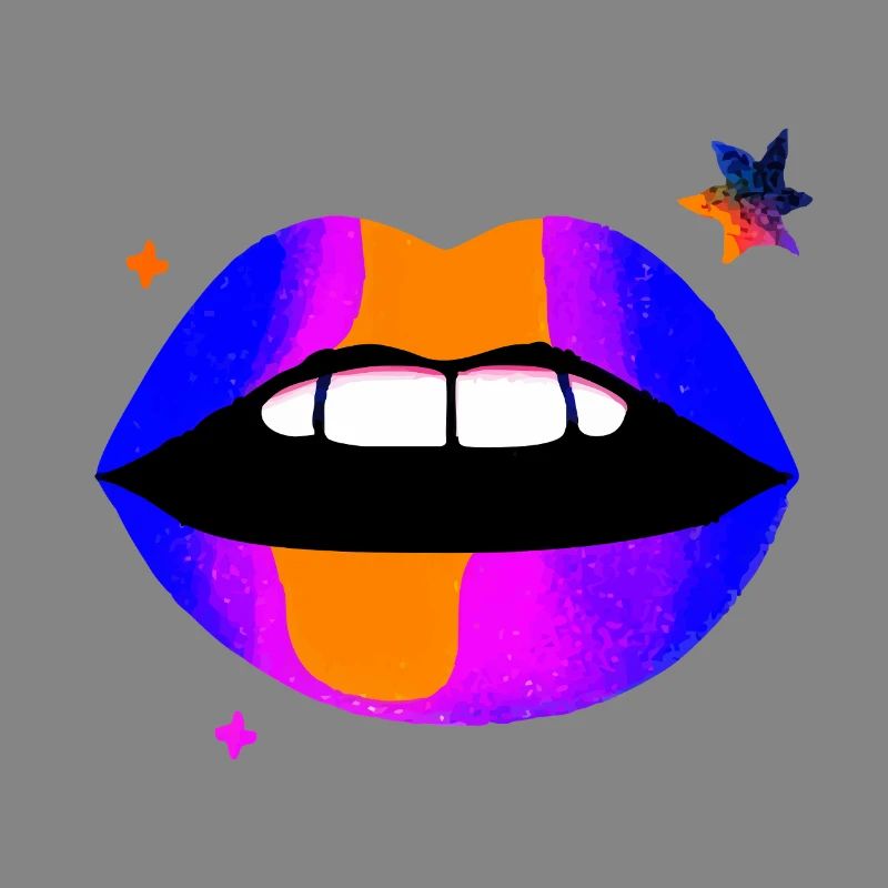 Neon Regenbogen Lippen