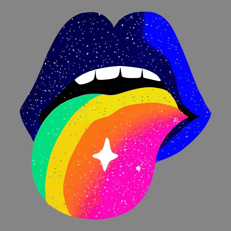 Rainbow Tongue Pop Art Lips