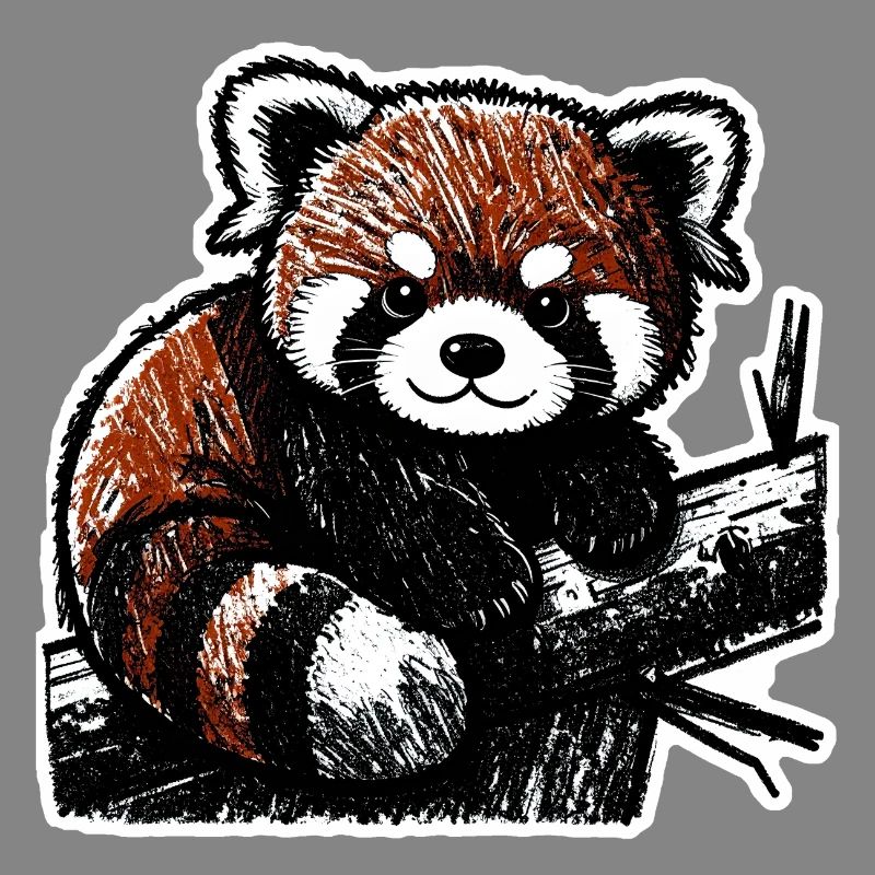 Cute Red Panda (Charcoal/Crayon)