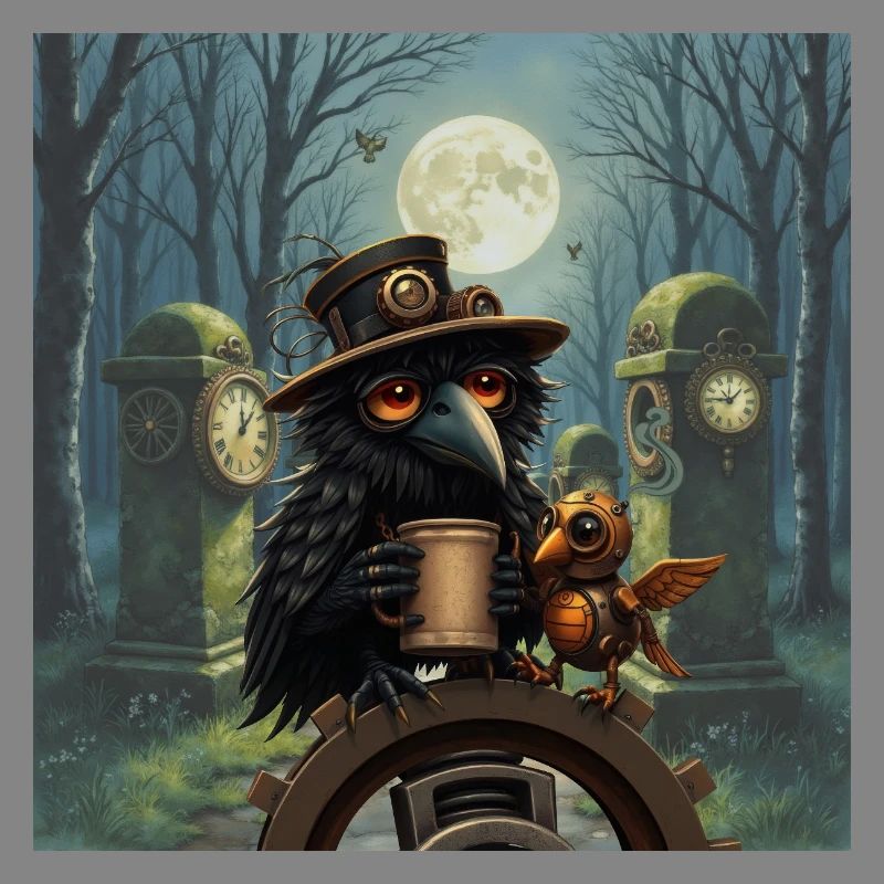 Night Steampunk Raven