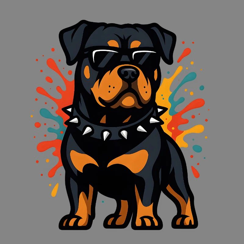 Rottweiler Hund mit Farbexplosion