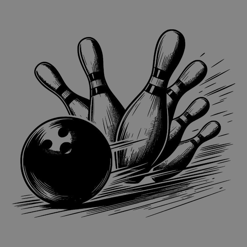 Dynamischer Bowlingkugel Wurf auf Pins