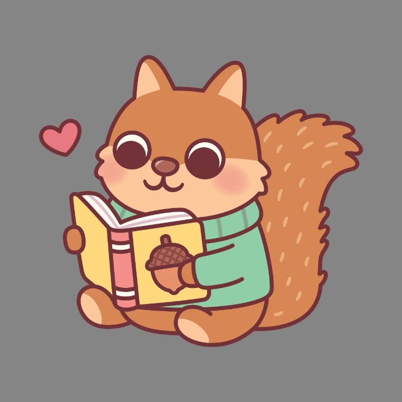Cute Squirrel Reading A Book