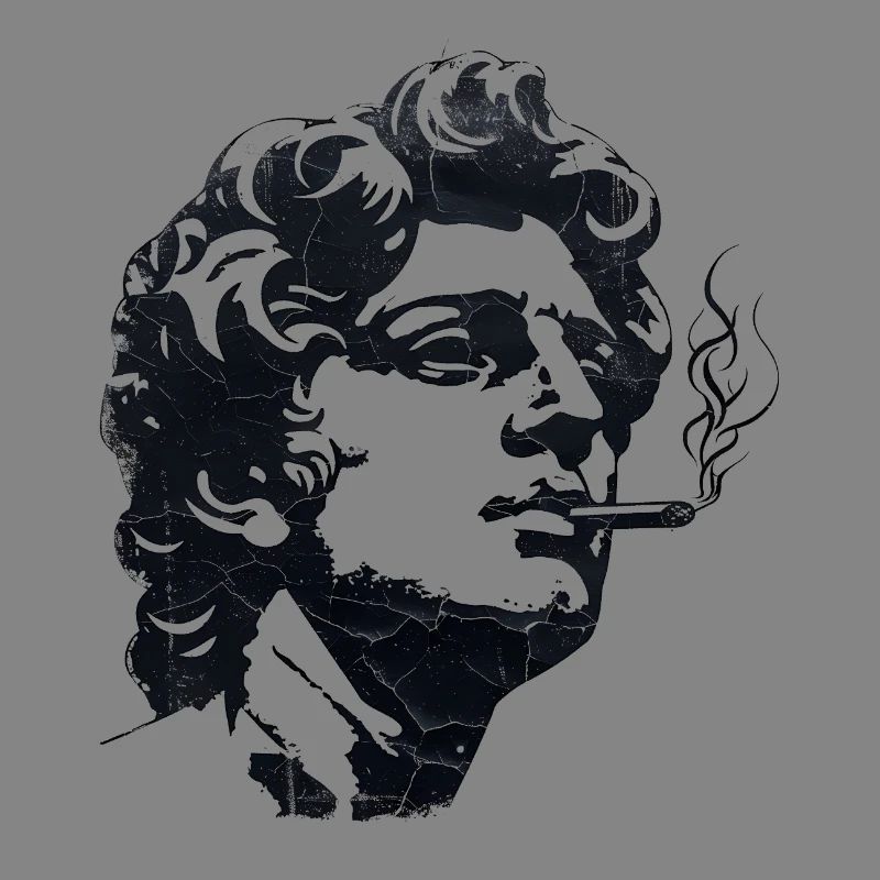 Ancient Statue Smoking Cigarette – Dark Art