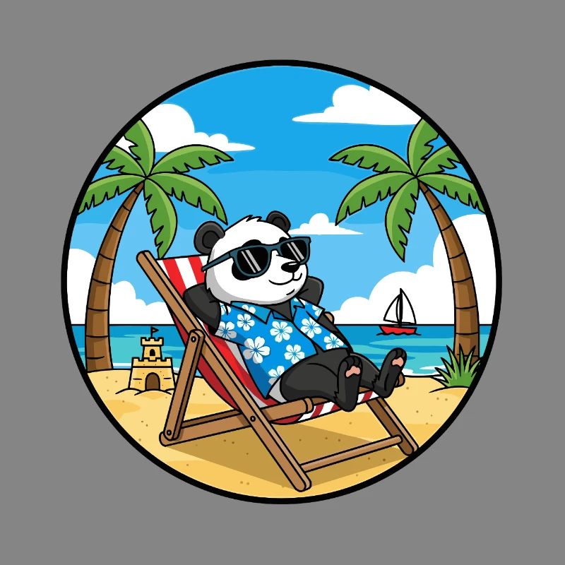 Cool Panda Beach Vacation Summer Vibes