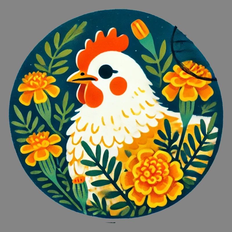 Sonnenhühner zwischen kräftigen Blumen