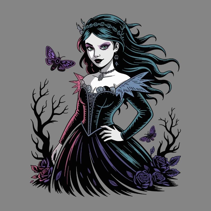 Dunkle Blüten Gothic Dame