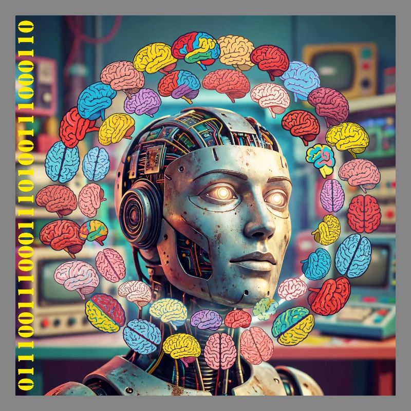 Android with brain satellites