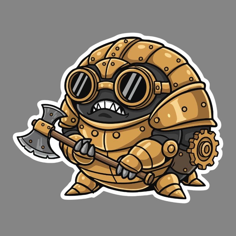 Sowbug Warrior Steampunk Axe Copper Armor