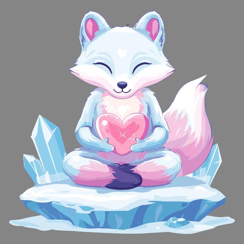 Pastell-Eisfuchs mit Herz