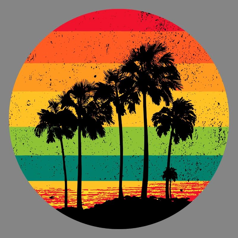 Palm Trees Beach Sunset Retro