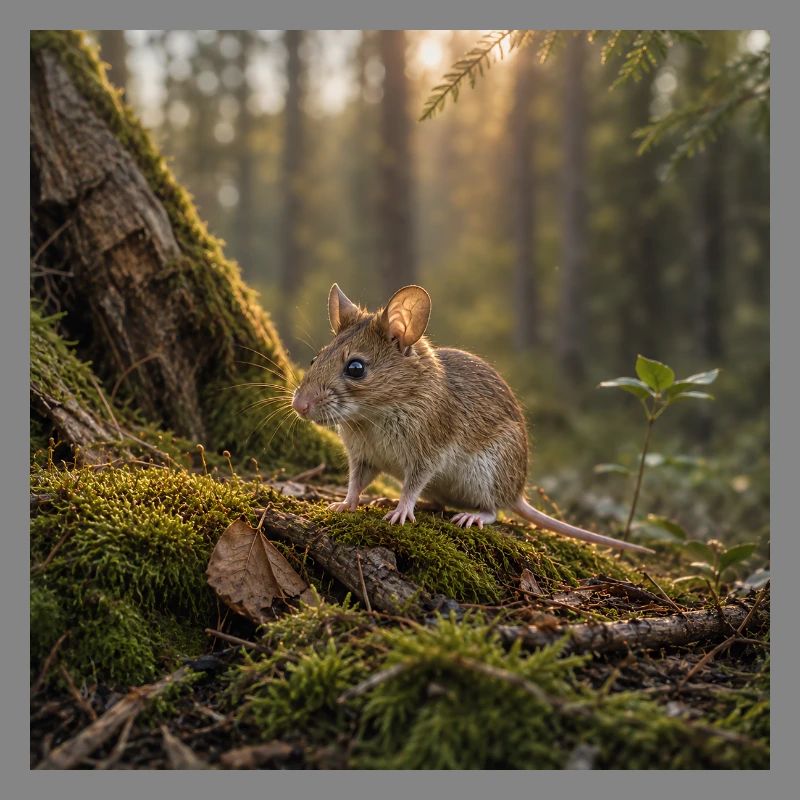 Forest mouse / mouse in evening sun