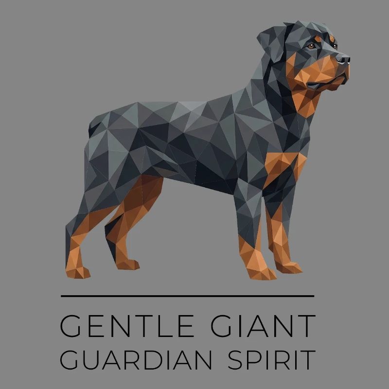 Art Low-Poly Rottweiler - Géant doux