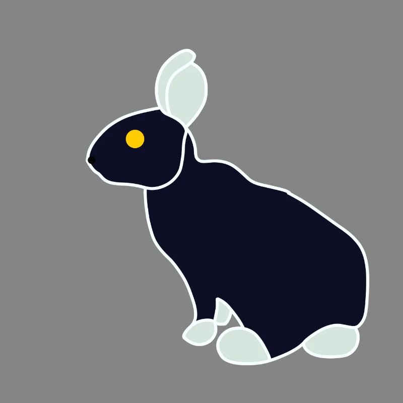 Minimalist Blue Black Rabbit