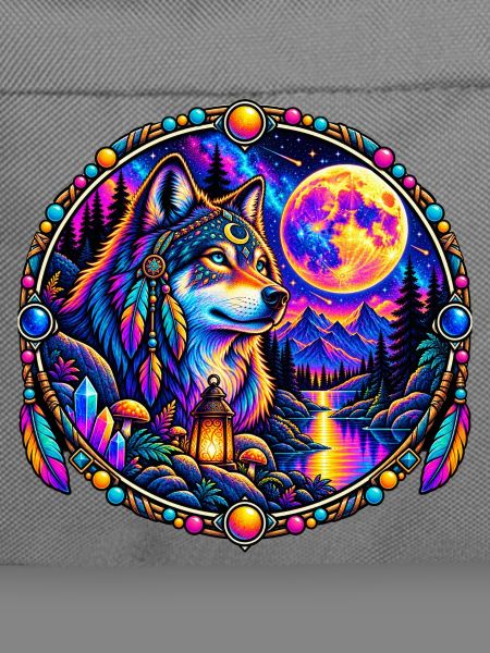 Kosmischer Wolf im Mondlicht