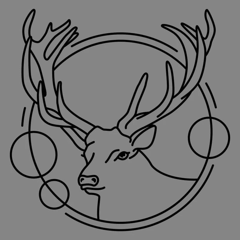 Deer in Geometric Shape - Line Art Design
