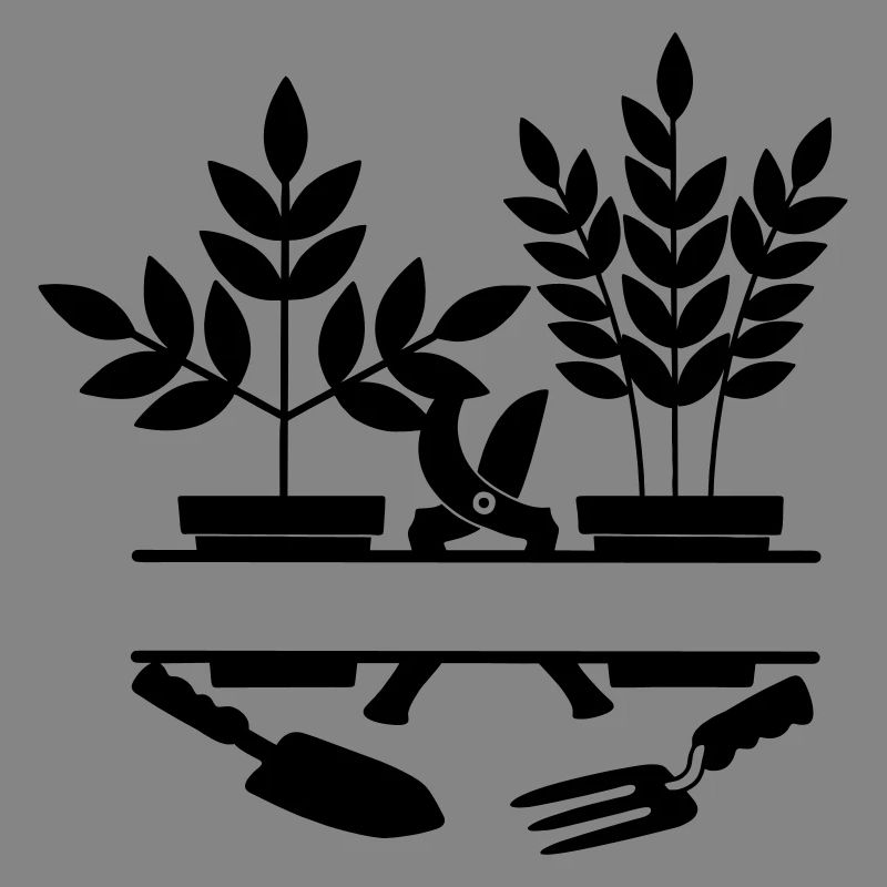 Garden gardener tools two plants